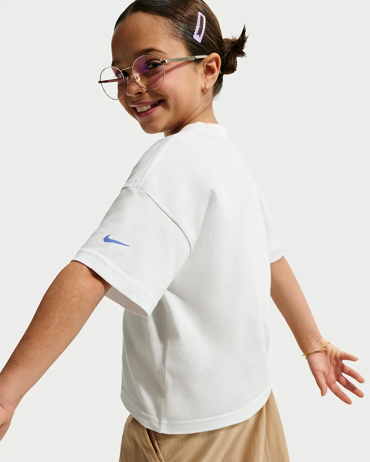 Детская футболка Nike Sportswear Boxy, Summit White/Sapphire — фото 2
