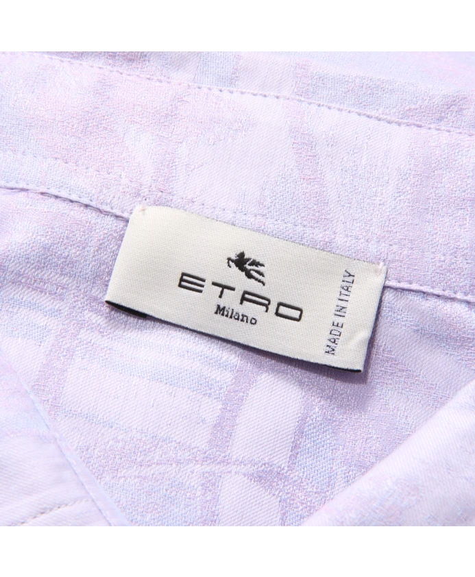 Хлопковая рубашка, изготовленная в Италии. Etro, фиолетовый — фото 4
