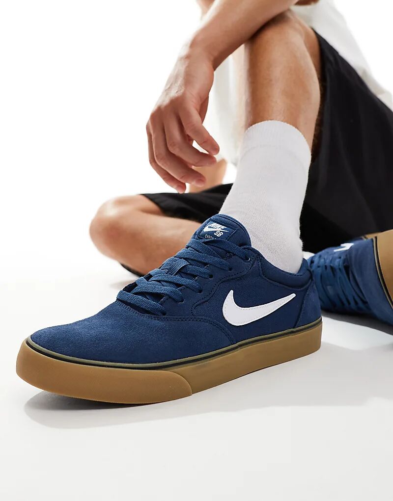 

Замшевые кроссовки Chron 2 темно-синего цвета с резиновой подошвой Nike SB