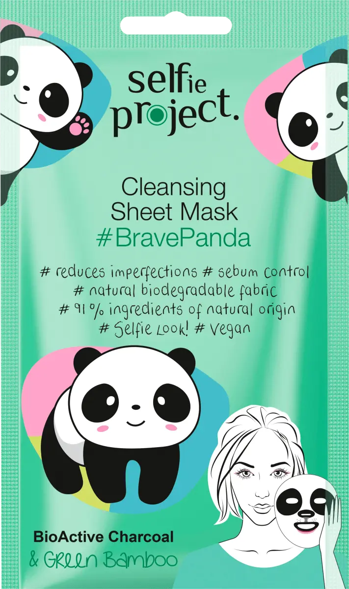 

Тканевая маска Очищающая Brave Panda 1 шт. Selfie Project