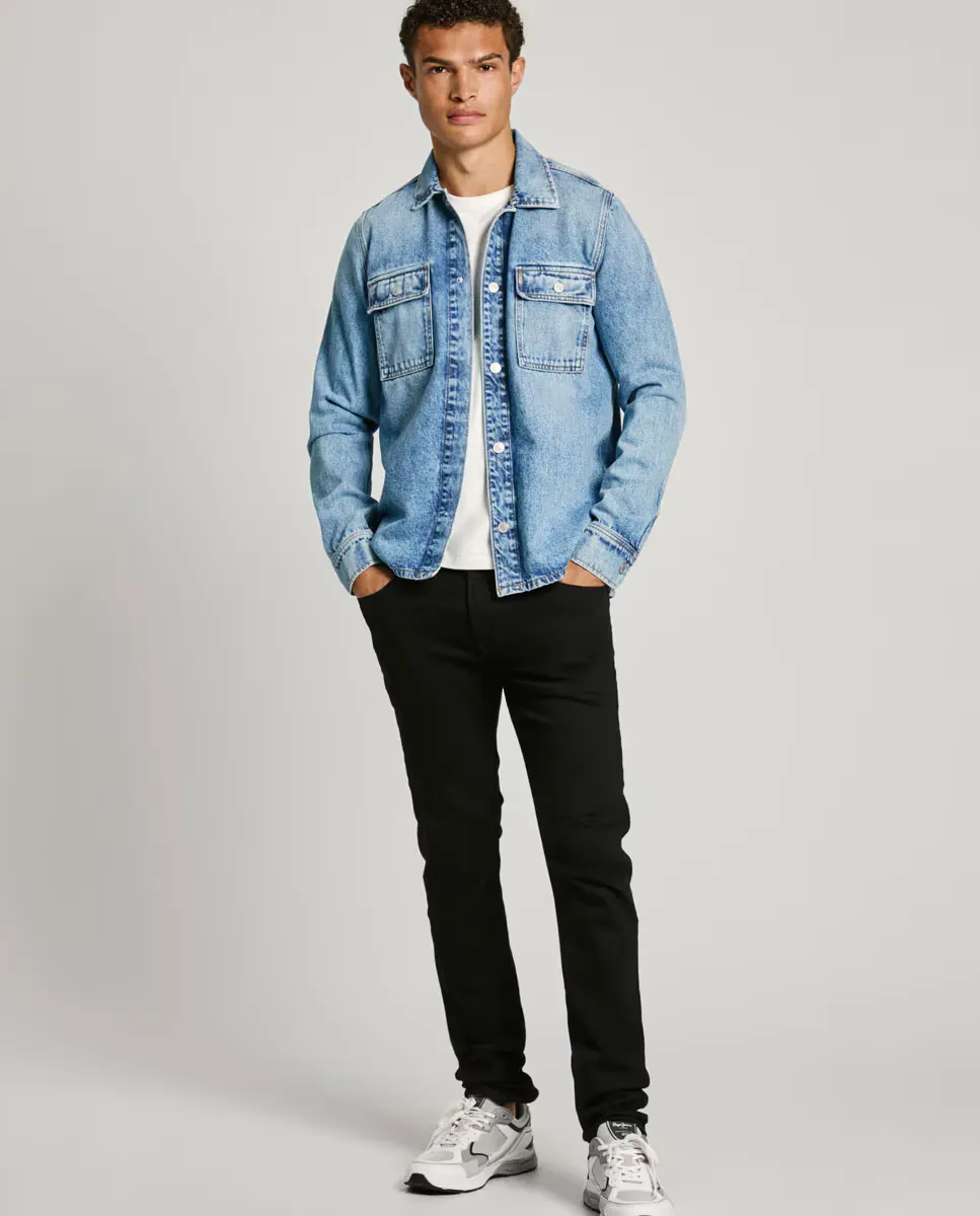 

Мужские джинсы скинни из эластичной ткани черного цвета Pepe Jeans, черный