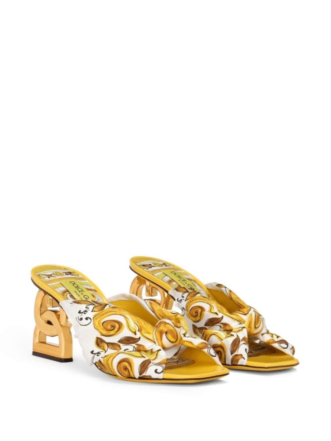 Dolce & Gabbana мюли DG Pop 75 с принтом Majolica, желтый — фото 2