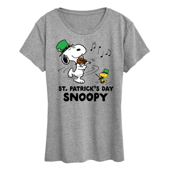 

Женская футболка с принтом Snoopy и Woodstock в стиле Дня святого Патрика Licensed Character, серый