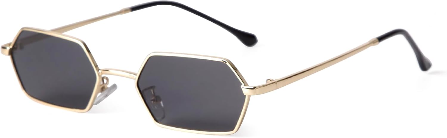 

Солнцезащитные очки JUDOO маленькие, узкие, прямоугольной формы, для женщин и мужчин, в стиле ретро Y2K 90-х, шестиугольная оправа, тонкие солнцезащитные очки, Gold/Grey