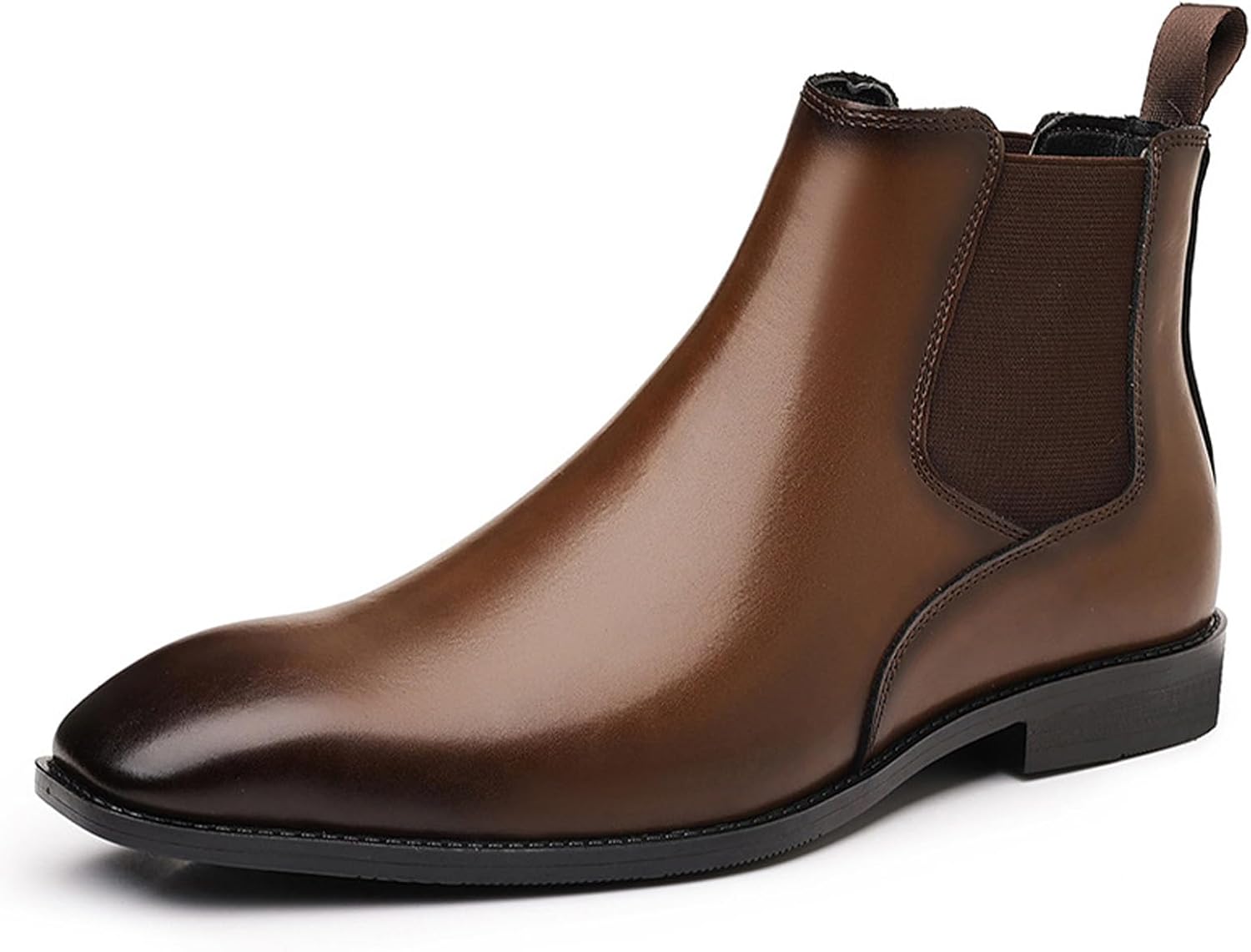 

Мужские классические челси с боковой резинкой, модные полированные кожаные туфли с заостренным носком, удобные, без шнурков, с низким каблуком, офисные и деловые ботинки-чикка на щиколотку Oxngdmdm, коричневый