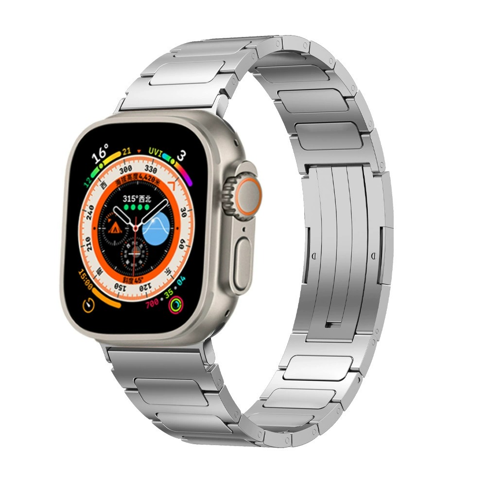 

Ремешок, совместимый с Apple, титановый материал, 49 мм Biaodaige, One bead of large grain all-titanium strap - silver