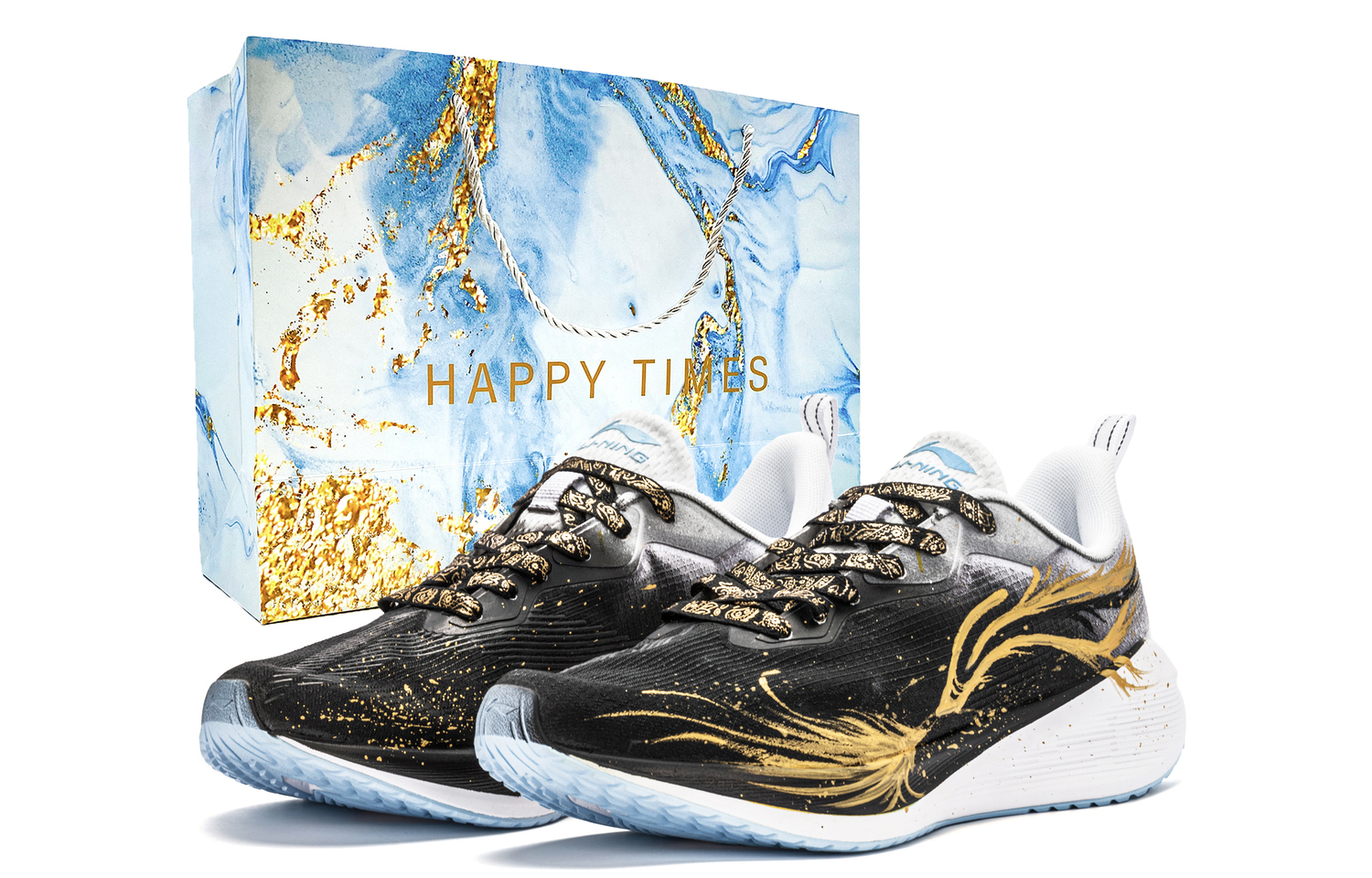 

Мужские кроссовки Wuyue для бега и повседневной носки с амортизацией, износостойкие, дышащие, низкие LINING, черный золотой