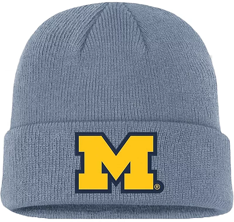 

Серая вязаная шапка с манжетами Jordan для взрослых Michigan Wolverines