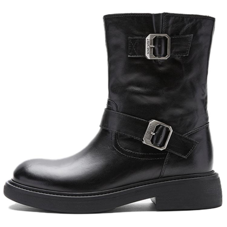NINE WEST Черные женские полусапожки на каблуке 4 см без подкладки, цвет Black (Unlined)