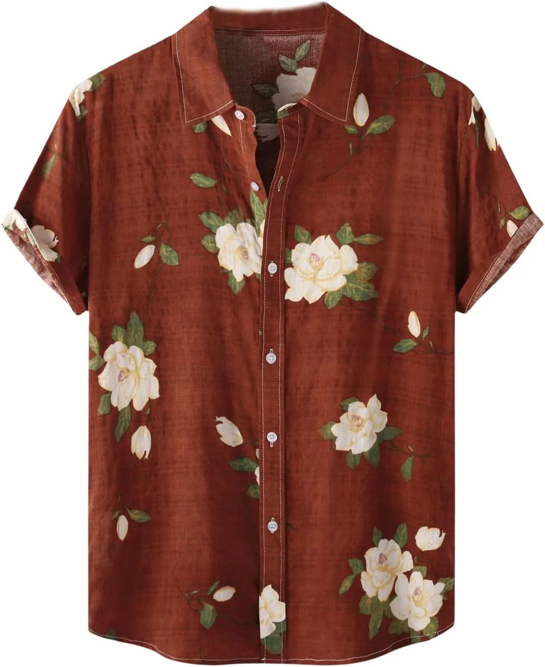 

Гавайская рубашка для мужчин Floral Cotton Linen, короткий рукав Weinexra