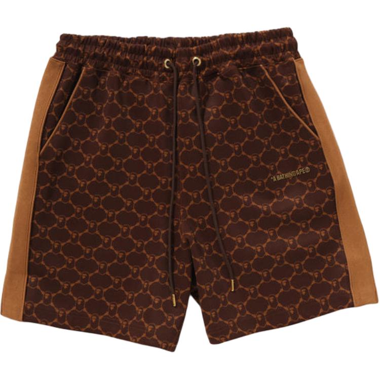

Bape College Monogram расслабленные шорты-свитшот A BATHING APE, коричневый