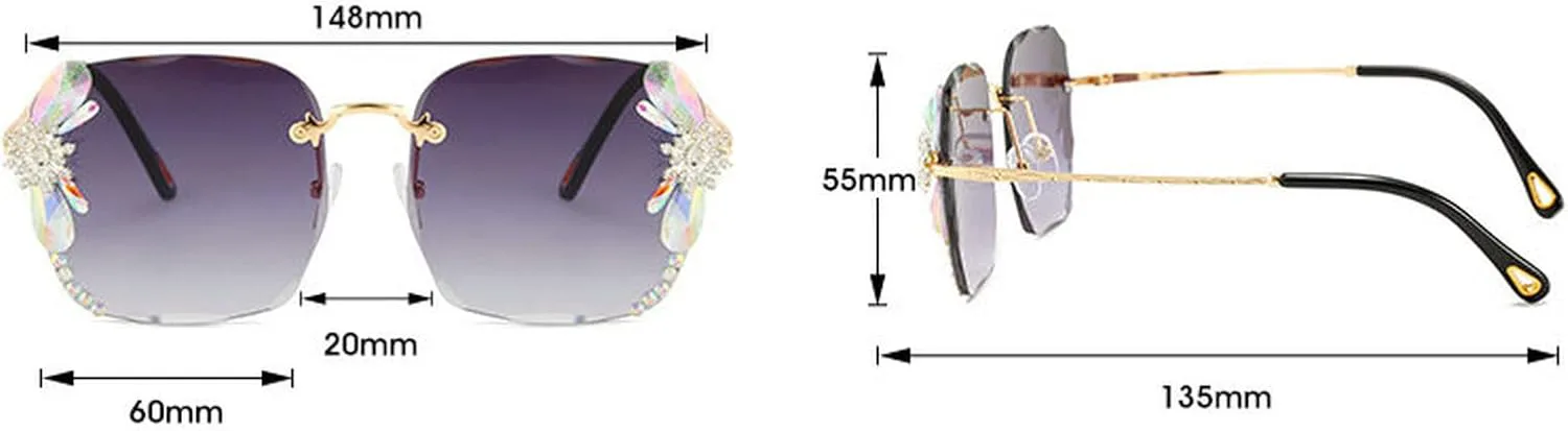 

Солнцезащитные очки COTIA Classic Rimless Sunglasses Women с металлической оправой и линзами с алмазной огранкой, женские солнцезащитные очки для пляжа и лета, Grey