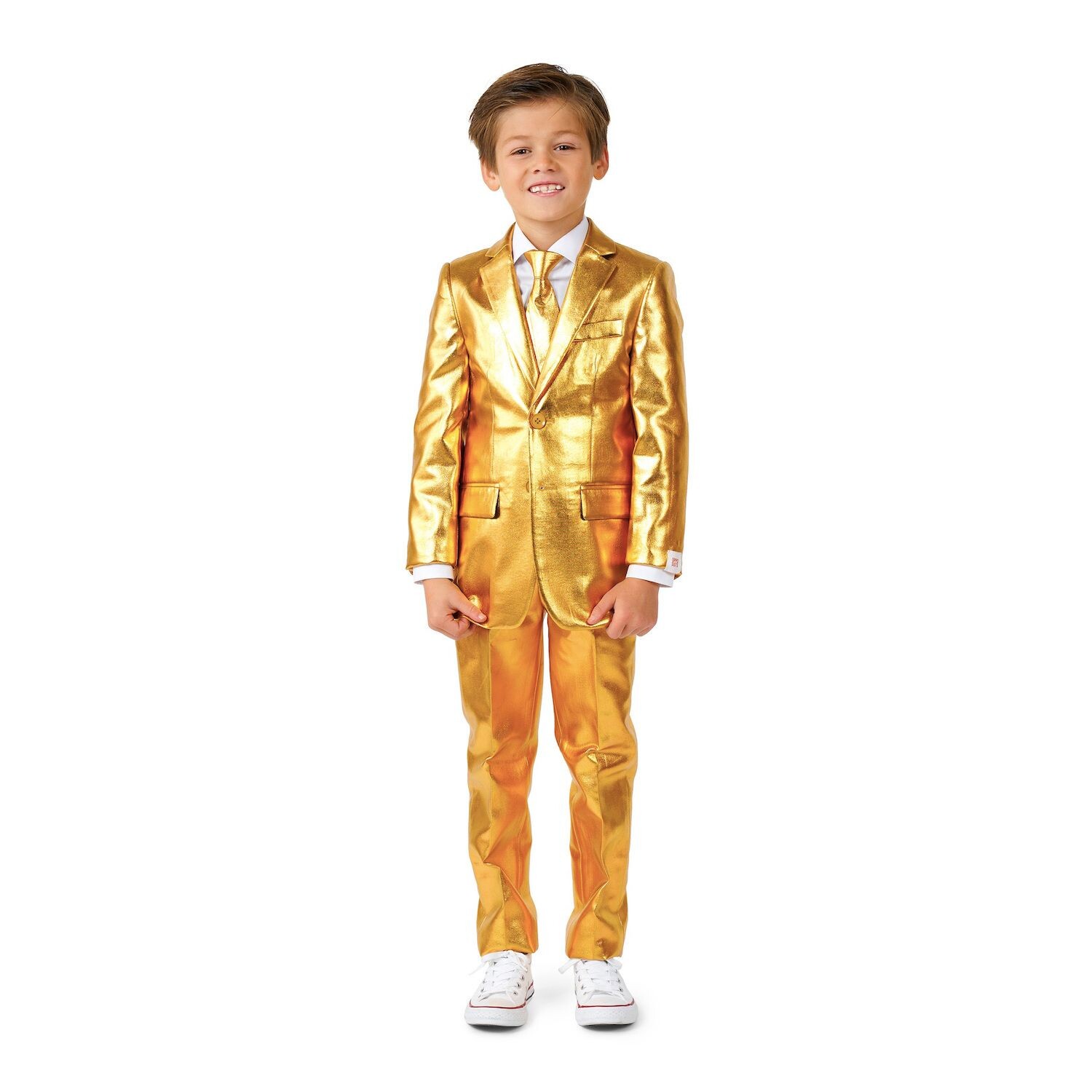 Комплект OppoSuits Groovy Gold Metallic для вечеринок: куртка, брюки и галстук для мальчиков 2–8 лет OppoSuits — фото 4