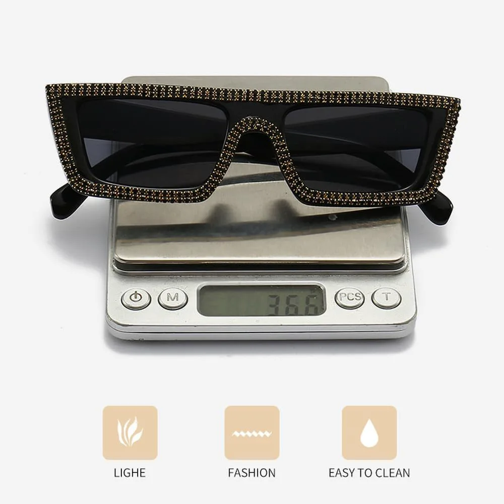 

Модные женские солнцезащитные очки класса люкс с широкими дужками, украшенные стразами, стильная уличная фотосъемка, защита от ультрафиолета UV400 LVTFCO, 2