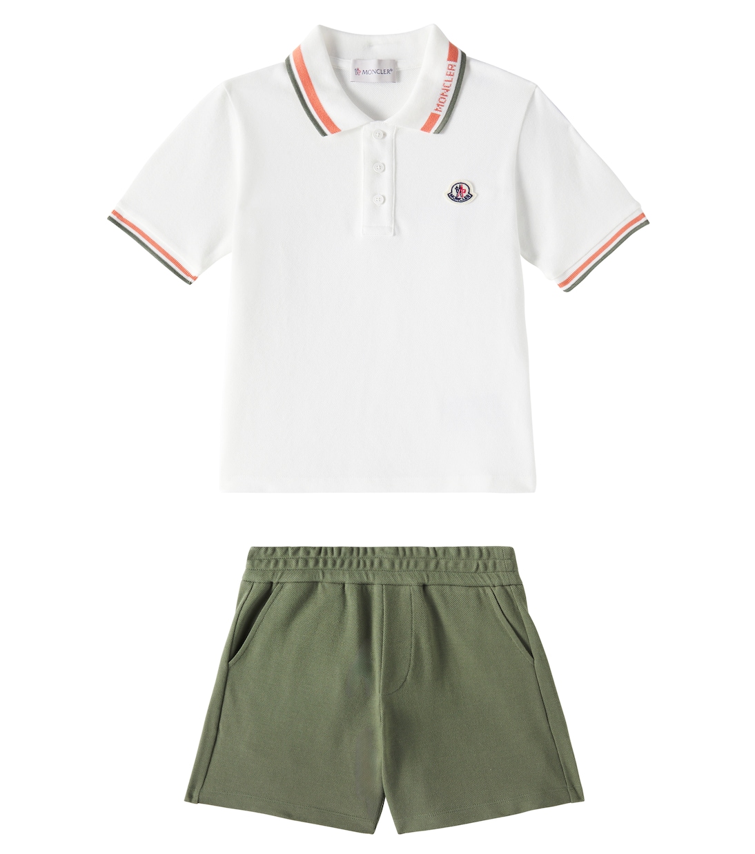 

Хлопковый комплект поло и шорт Moncler Enfant, белый