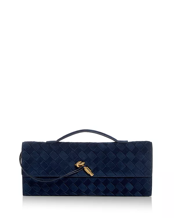 

Замшевый клатч Andiamo intrecciato Bottega Veneta, синий