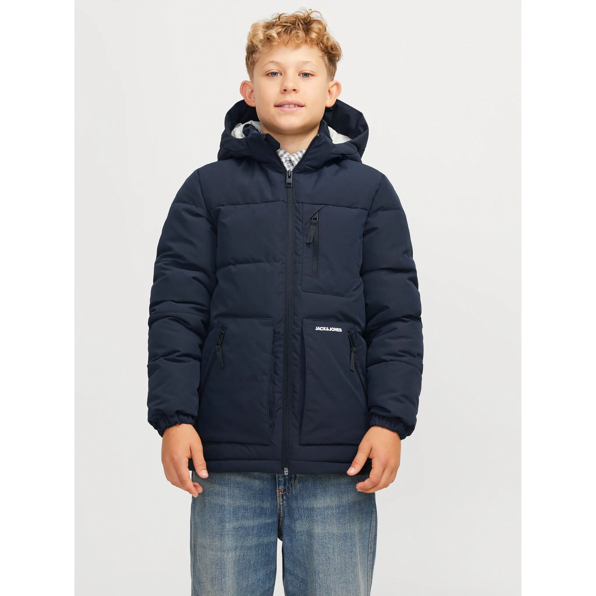 

Детская стеганая куртка Jack & Jones «JJEOTTO PUFFER JACKET SN JNR», с капюшоном Jack & Jones Junior, темно-синий