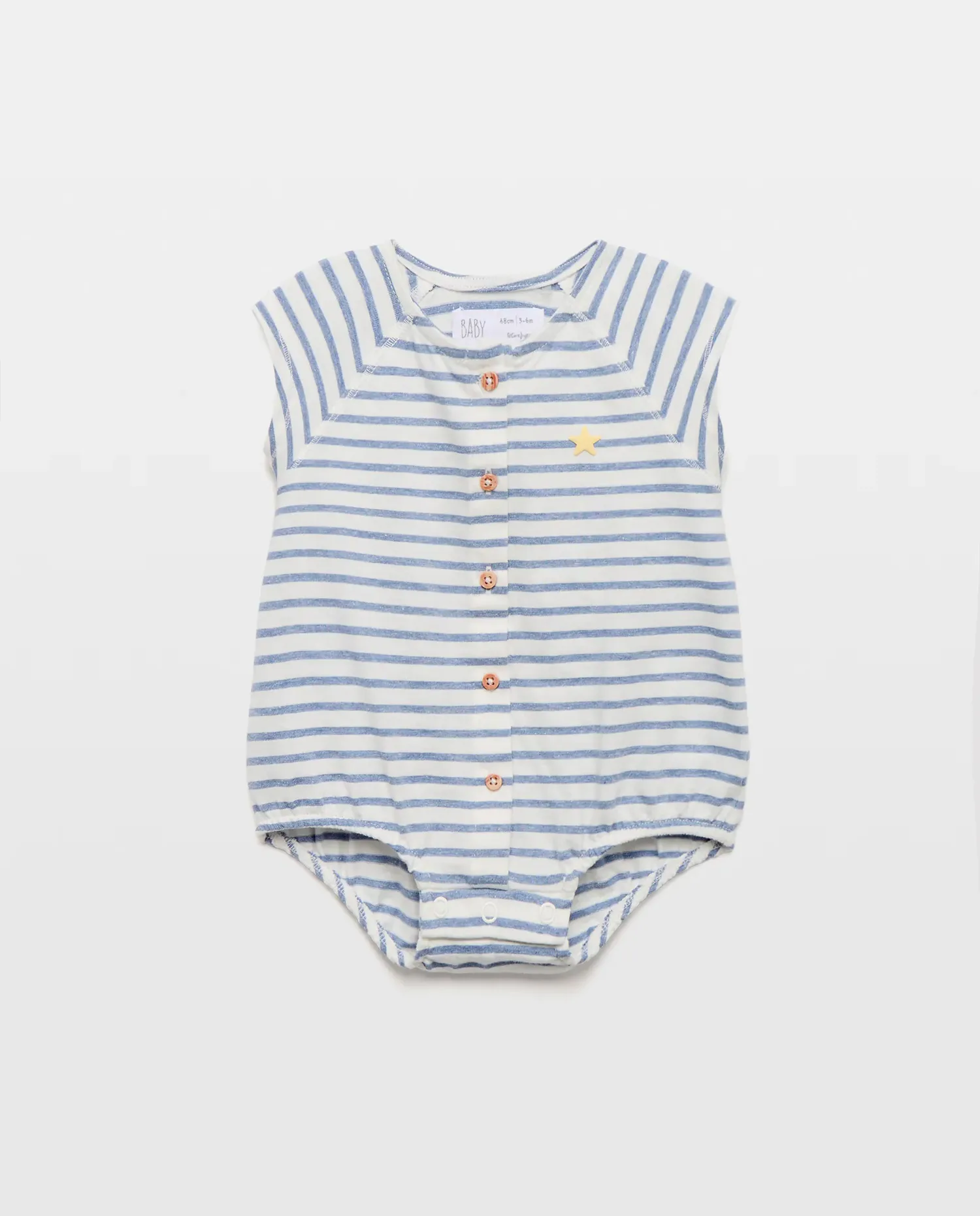 Короткий рукав комбинезон в полоску с пуговицами для младенца Baby El Corte Inglés, синий