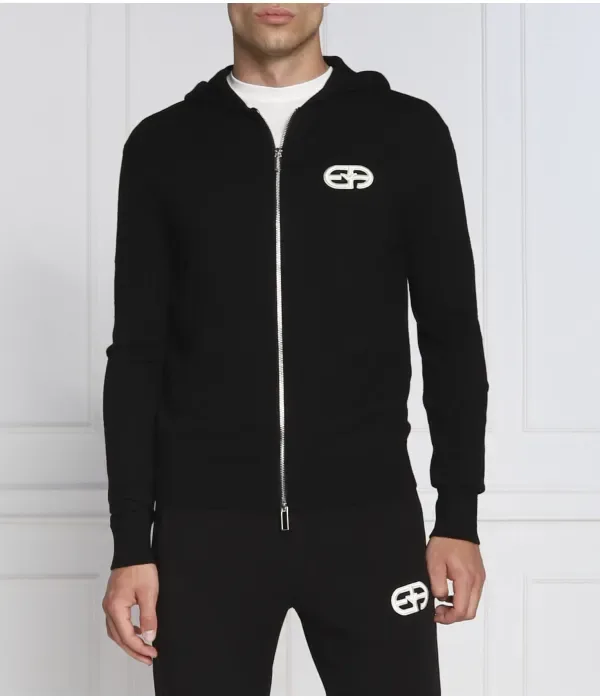 Шерстяная толстовка slim fit Emporio Armani, черный