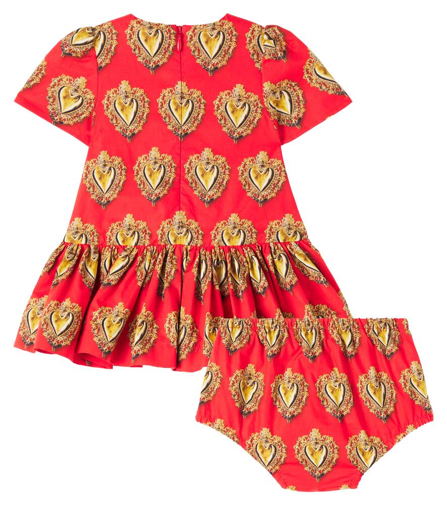 Детское платье из хлопка с принтом и панталоны Dolce&Gabbana Kids, Red — фото 3