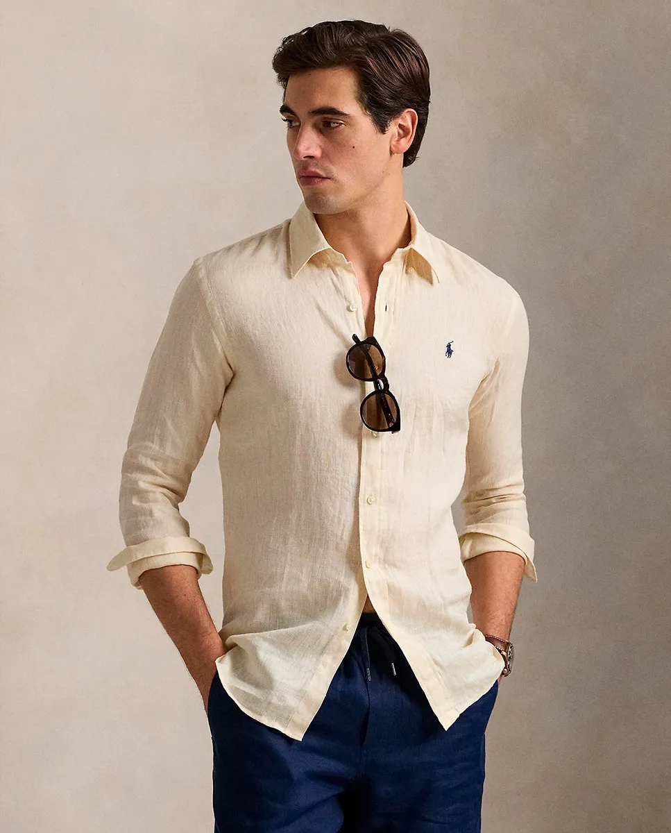

Мужская льняная рубашка, стандартный крой Polo Ralph Lauren, голубой
