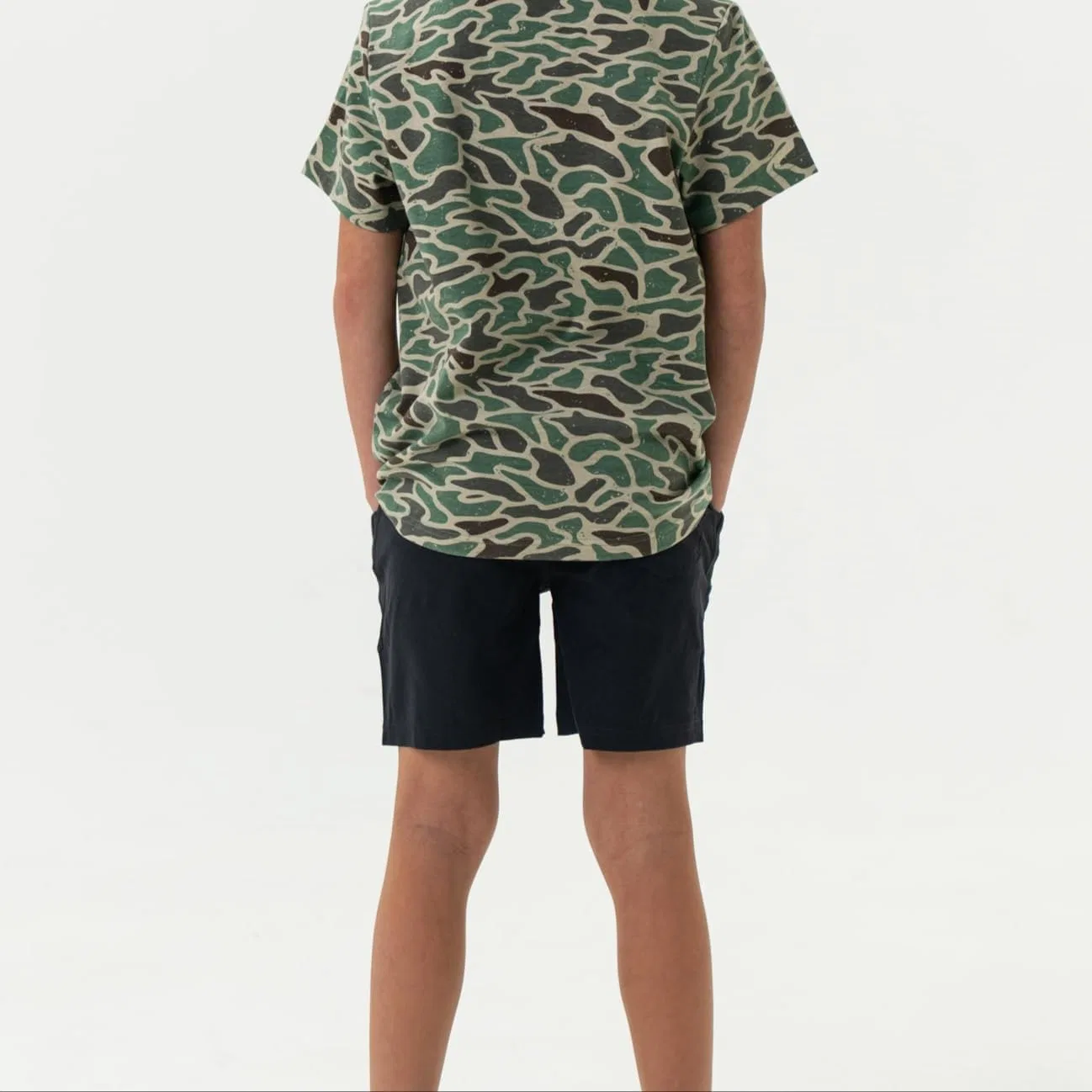 Шорты спортивные для мальчиков Burlebo, цвет Heather Black - Retro Duck Camo — фото 3