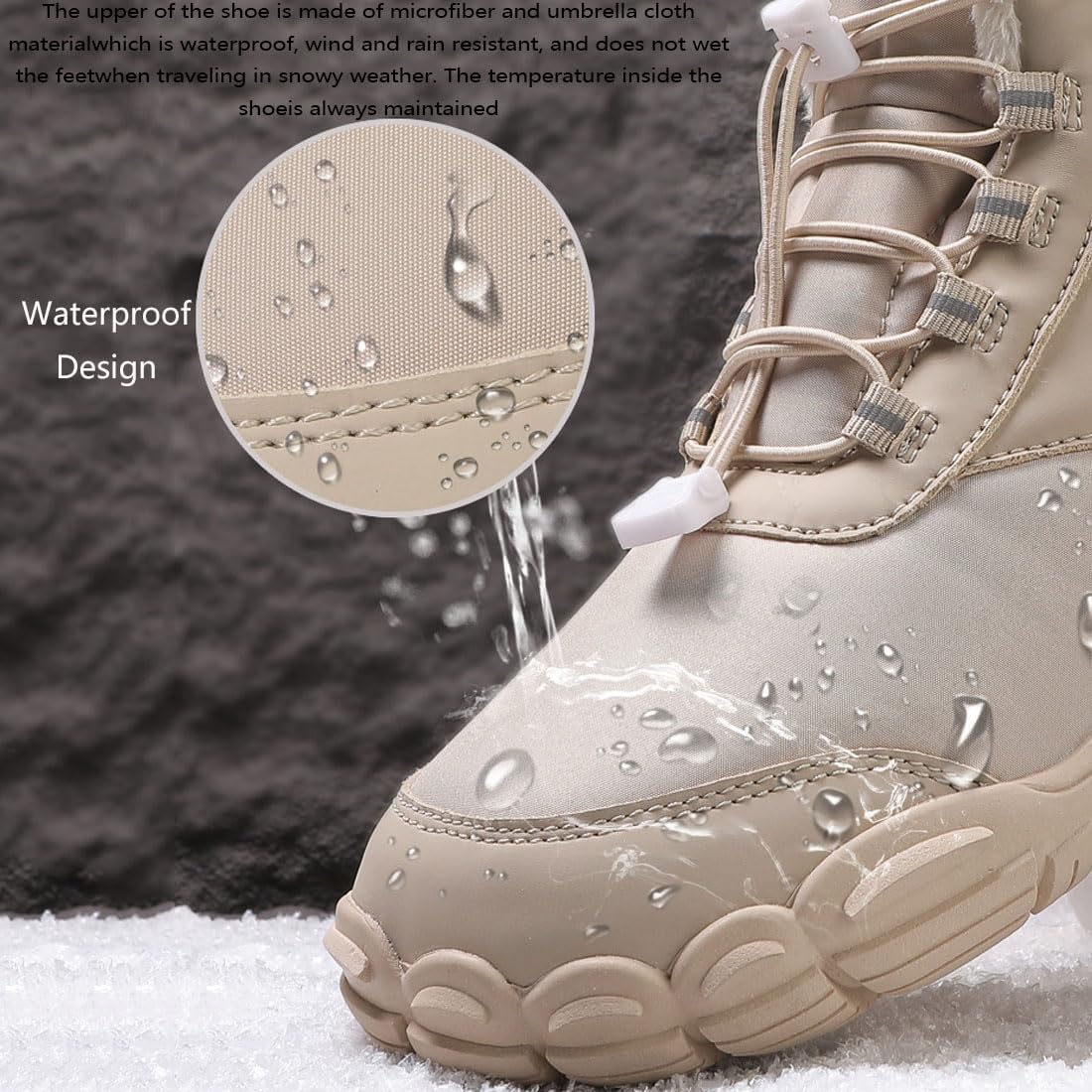 Зимние походные ботинки для женщин и мужчин, водонепроницаемые, теплые, повседневные снежные, с нескользящей подошвой, минималистичная обувь для прогулок на открытом воздухе Generic, розовый — фото 3