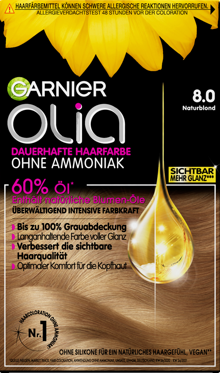 

Краска для волос Garnier Olia Dauerhafte Haarfarbe Coloration 8.0 Naturblond