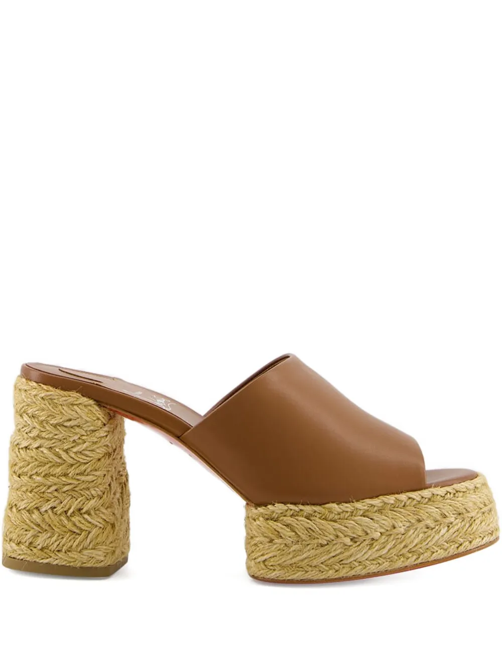 Сандалии из кожи и джута на платформе и каблуке высотой 85 мм Christian Louboutin, коричневый