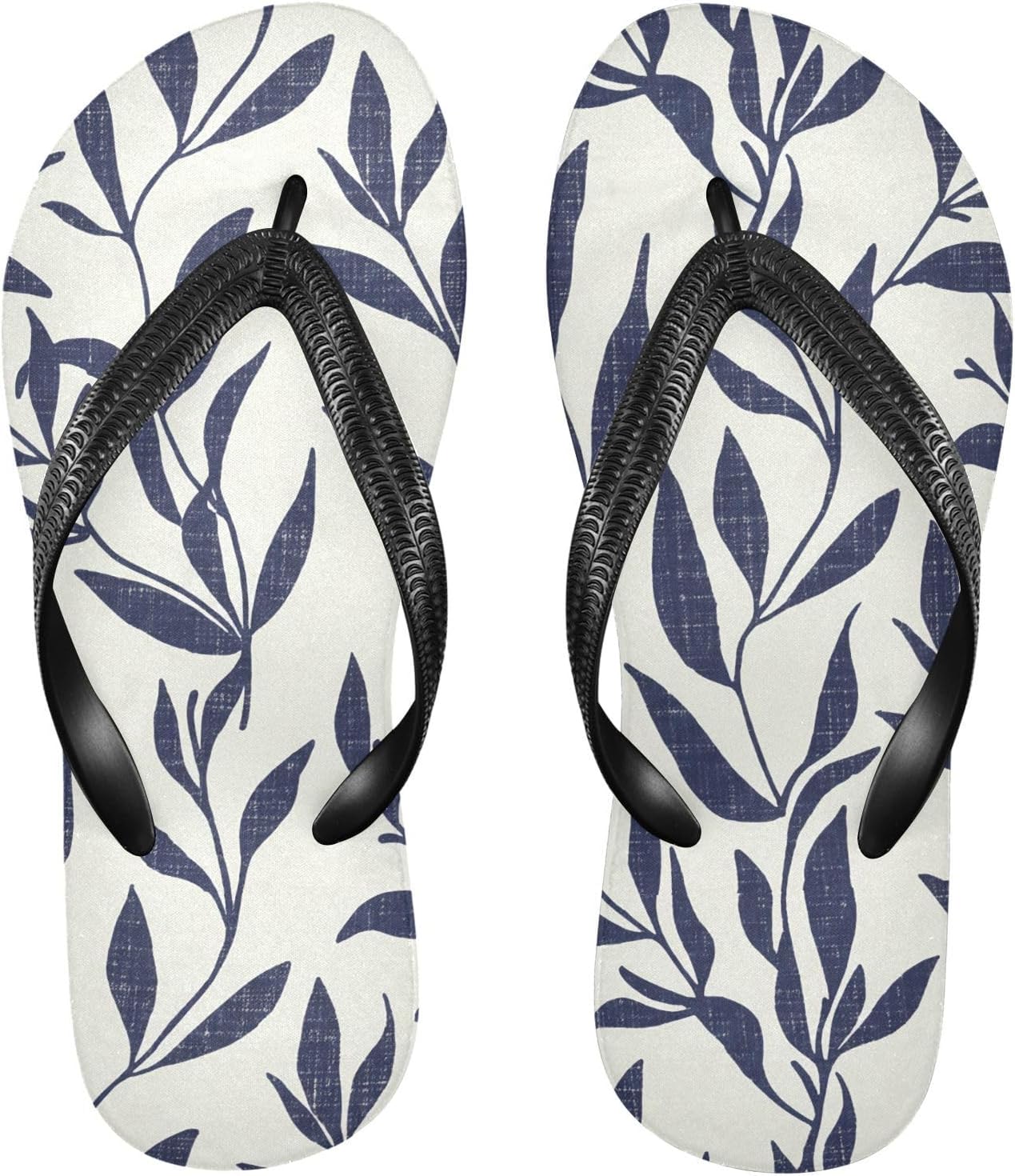 

Мужские и женские пляжные шлепанцы Indigo Leaf с резиновой подошвой, нескользящие летние тапочки для прогулок и душа Sinestour, Indigo Leaf Branch