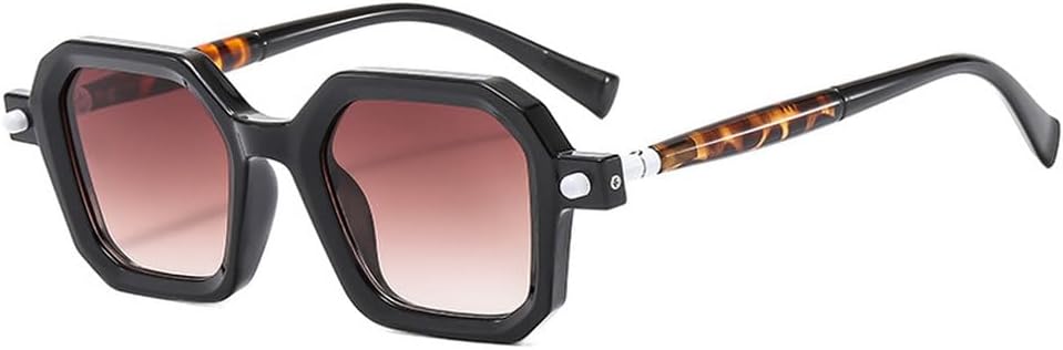 

Ретро двухцветные женские солнцезащитные очки с градиентным переходом цвета, защита от УФ-излучения UV400, мужские очки с заклепками и прозрачной оправой TKKTLLT, Black Tea Gradient