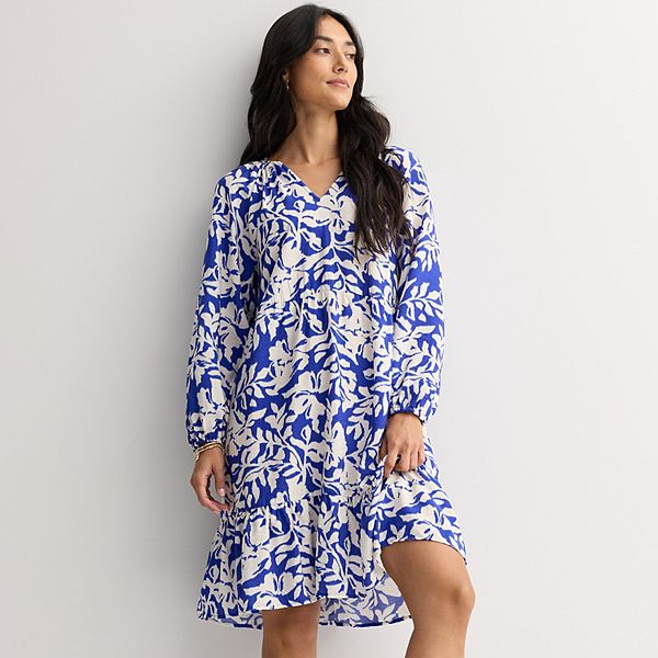 

Женское платье с длинным рукавом и V-образным вырезом Sonoma Goods For Life, Blue Ikat Floral