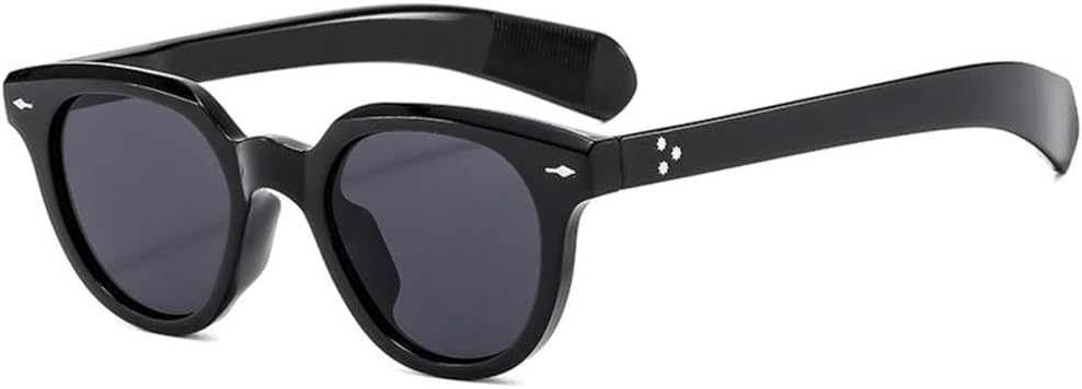 

Ретро круглые солнцезащитные очки для женщин и мужчин, модные, с красочной оправой и заклепками, винтажные солнцезащитные очки с защитой от УФ-излучения UV400 TYUVIVO, Black Grey