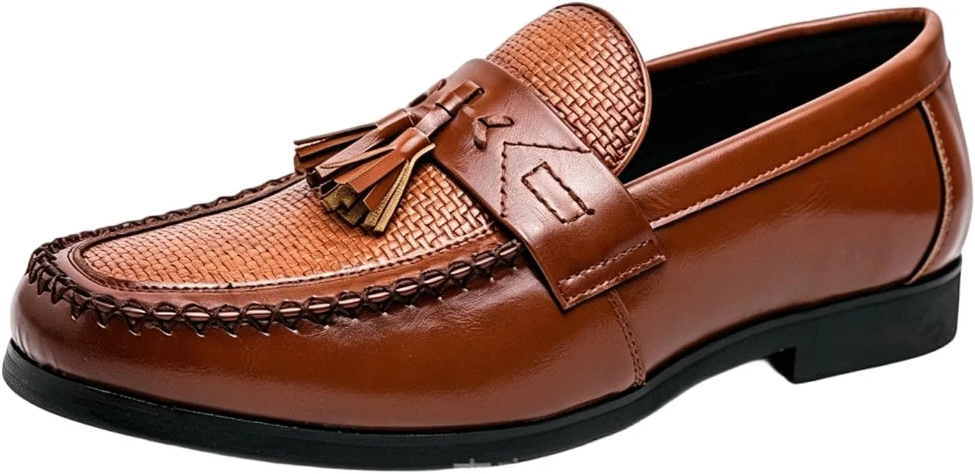 Лоферы кожаные с кисточками, Brown
