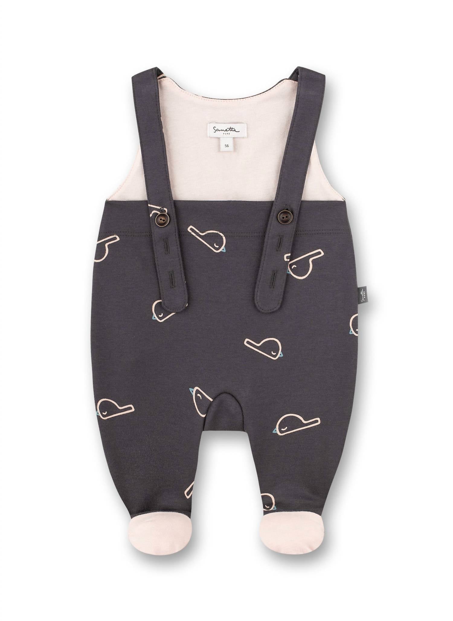 

Детский комбинезон с принтом птичек в антрацитовом цвете Sanetta, Anthracite