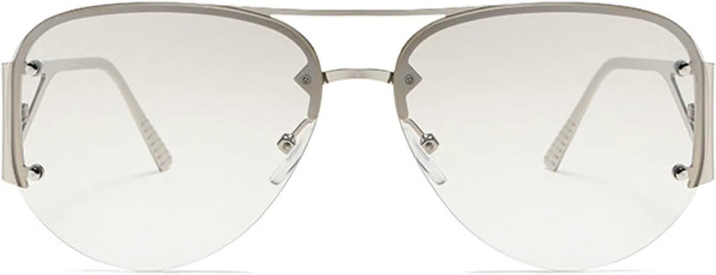 

Солнцезащитные очки «Пилот» для женщин и мужчин, модные, без оправы, ретро, ​​квадратные, большие, металлические, оранжевые, в стиле панк, F27 Generic, Silver