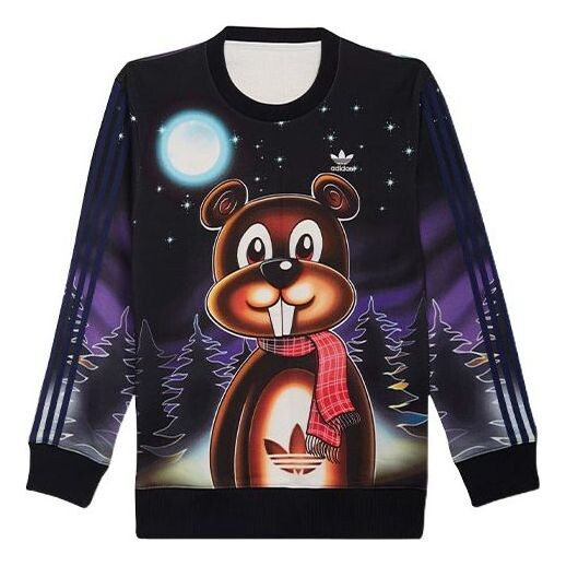 

Толстовка Men's adidas originals x Kerwin Frost Crossover Cartoon Full Print Sports Round Neck Pullover, мультиколор