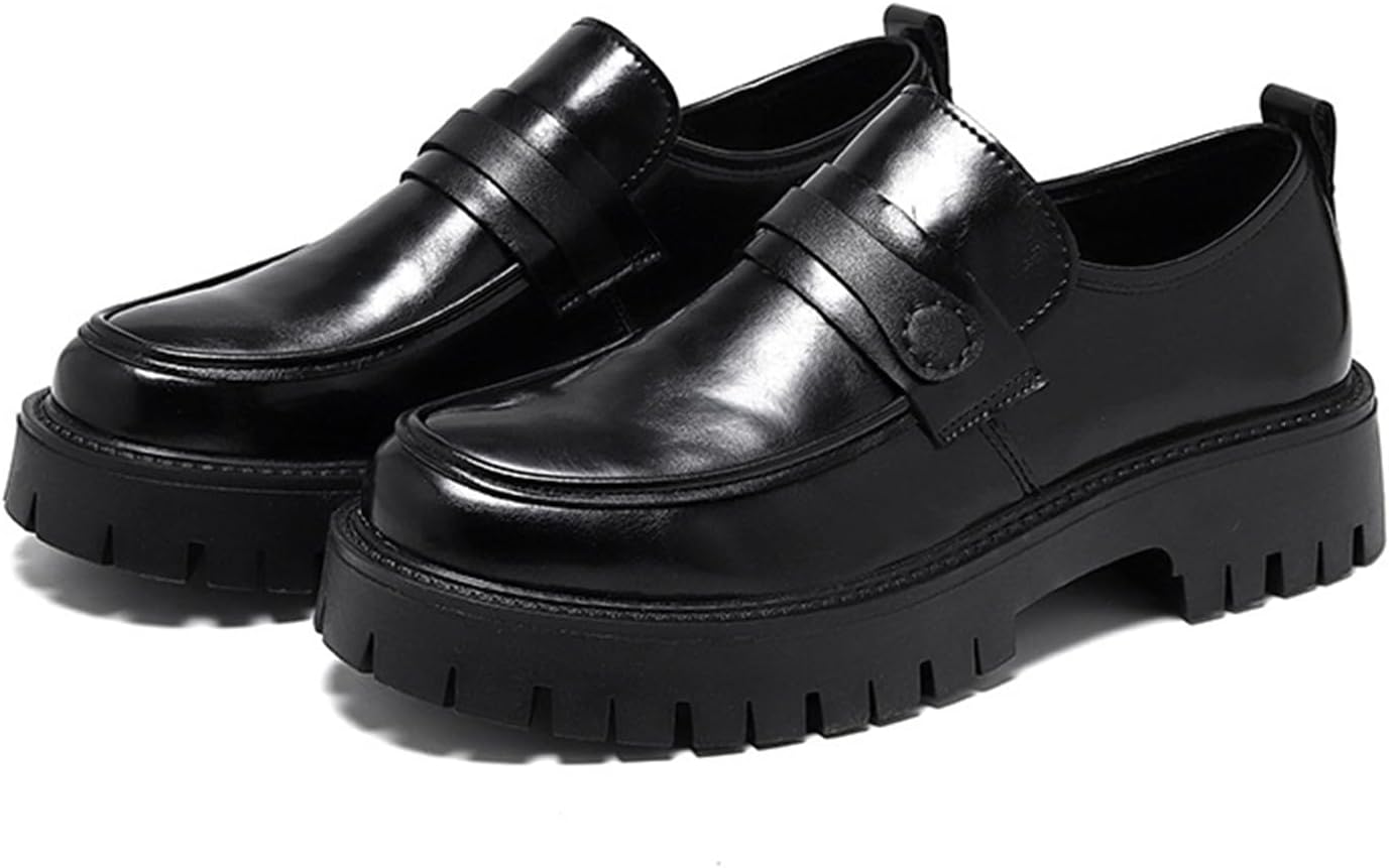 

Мужские черные лоферы на платформе с рифленой подошвой, удобные, с нескользящей мягкой подошвой, без шнурков, для торжественных случаев Xiaoguli