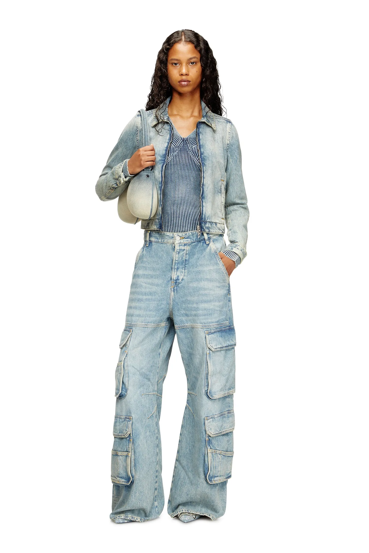 Женские джинсовые брюки RELAXED D-SIRE-CARGO-D L.30 Diesel, Light Indigo Blue — фото 4