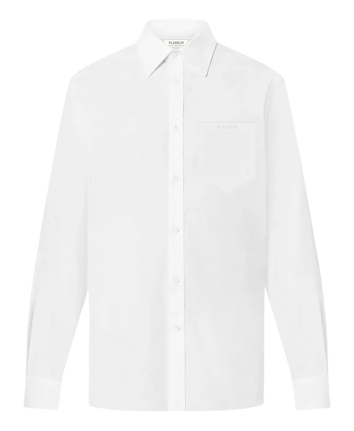 

Белая хлопковая поплиновая рубашка стандартного размера FlãNeur, белый