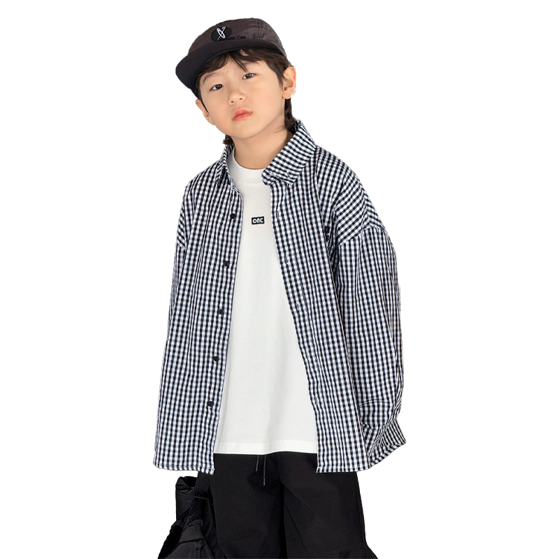 

Детская повседневная рубашка с лацканом Moderate EASTERN CAMEL, черный белый plaid