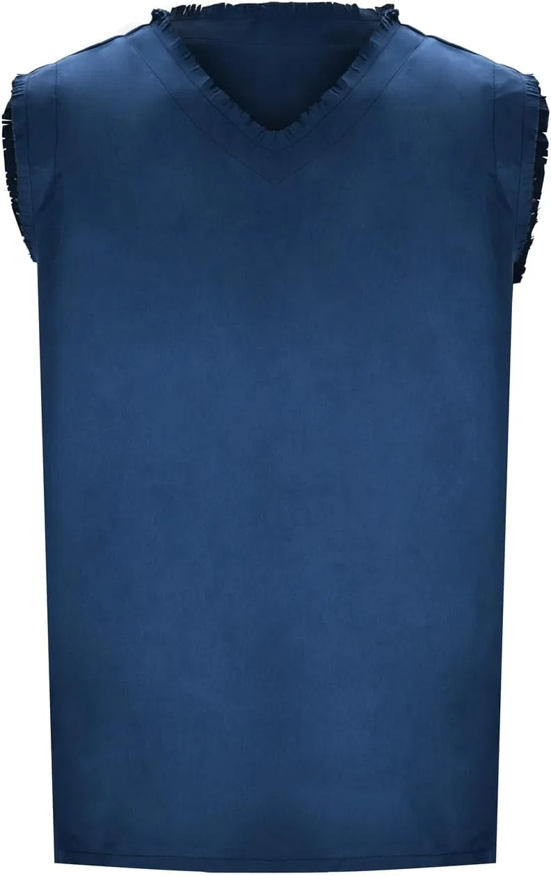 Generic Men's Tank Tops Casual V Neck Sleeveless Shirts for Anime Cosplay and Daily Wear Comfortable Fashion, синий — фото 3