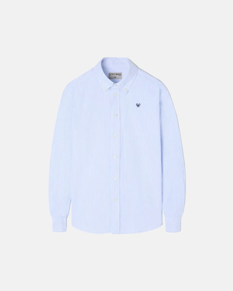 

Детская оксфордская рубашка в полоску Silbon, синий