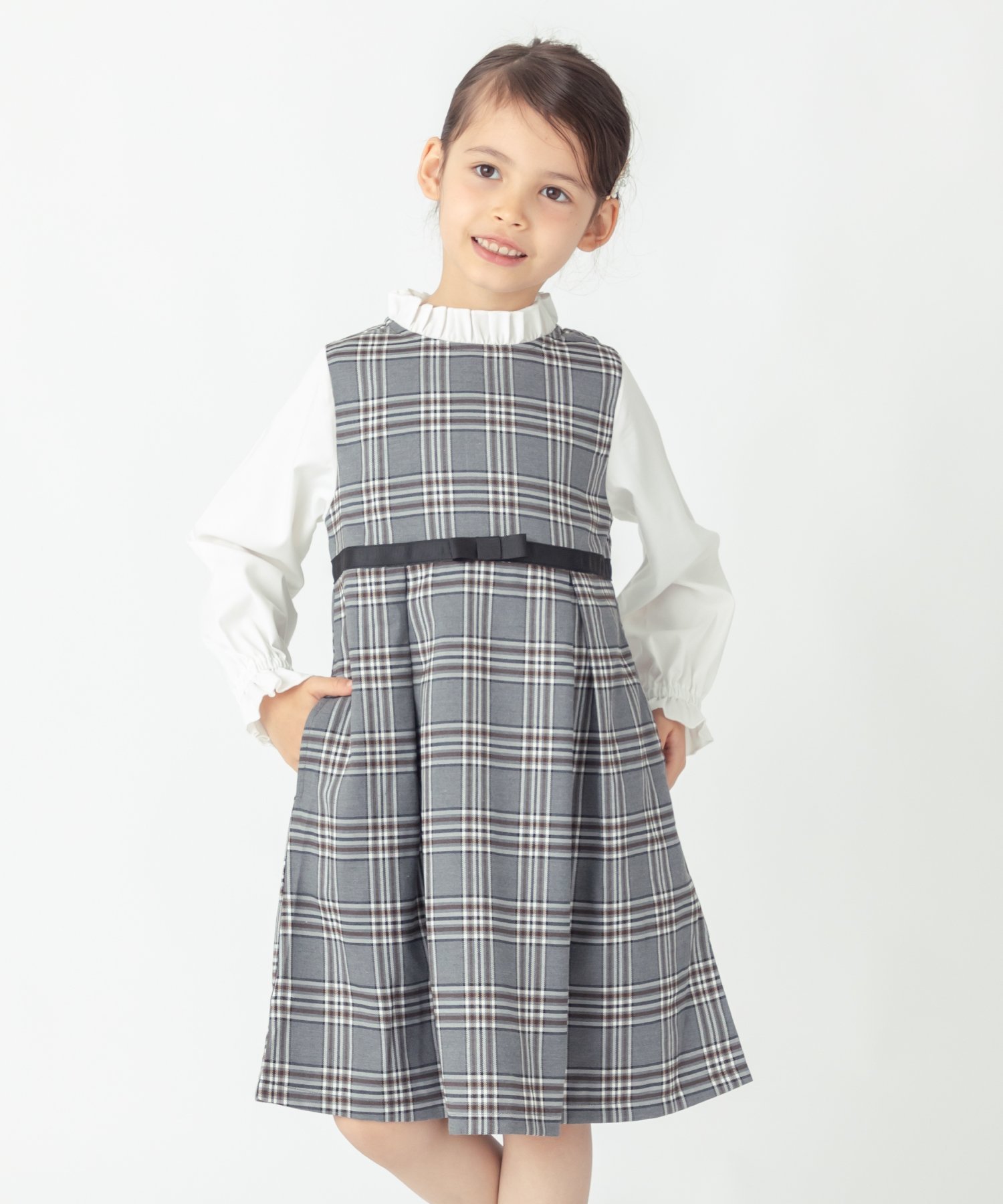 Клетчатое многослойное платье Ever Closet, gray