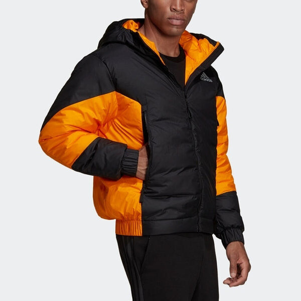Пуховик Men's adidas Colorblock Outdoor Sports Stay Warm Hooded With Down Feather Black Jacket, черный — фото 4