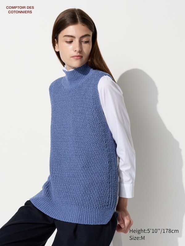 

Джемпер без рукавов из смеси хлопка Uniqlo, синий