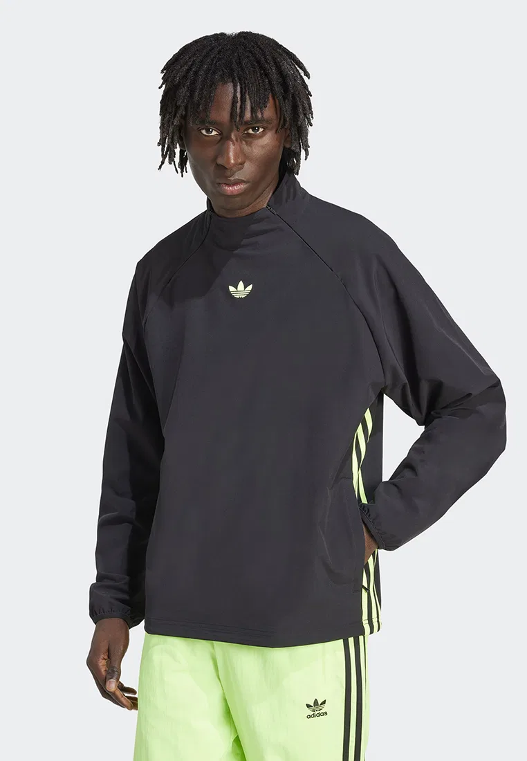 Куртка, тканая, Adicolor Woven Drill, Adidas, черный/зеленый