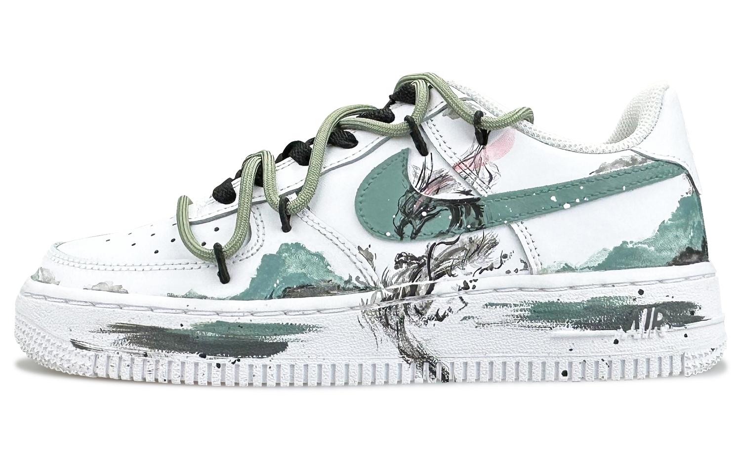 Кроссовки Air Force 1 для скейтбординга мужские низкие White/Green/Black/Cyan Nike, белый зеленый — фото 3