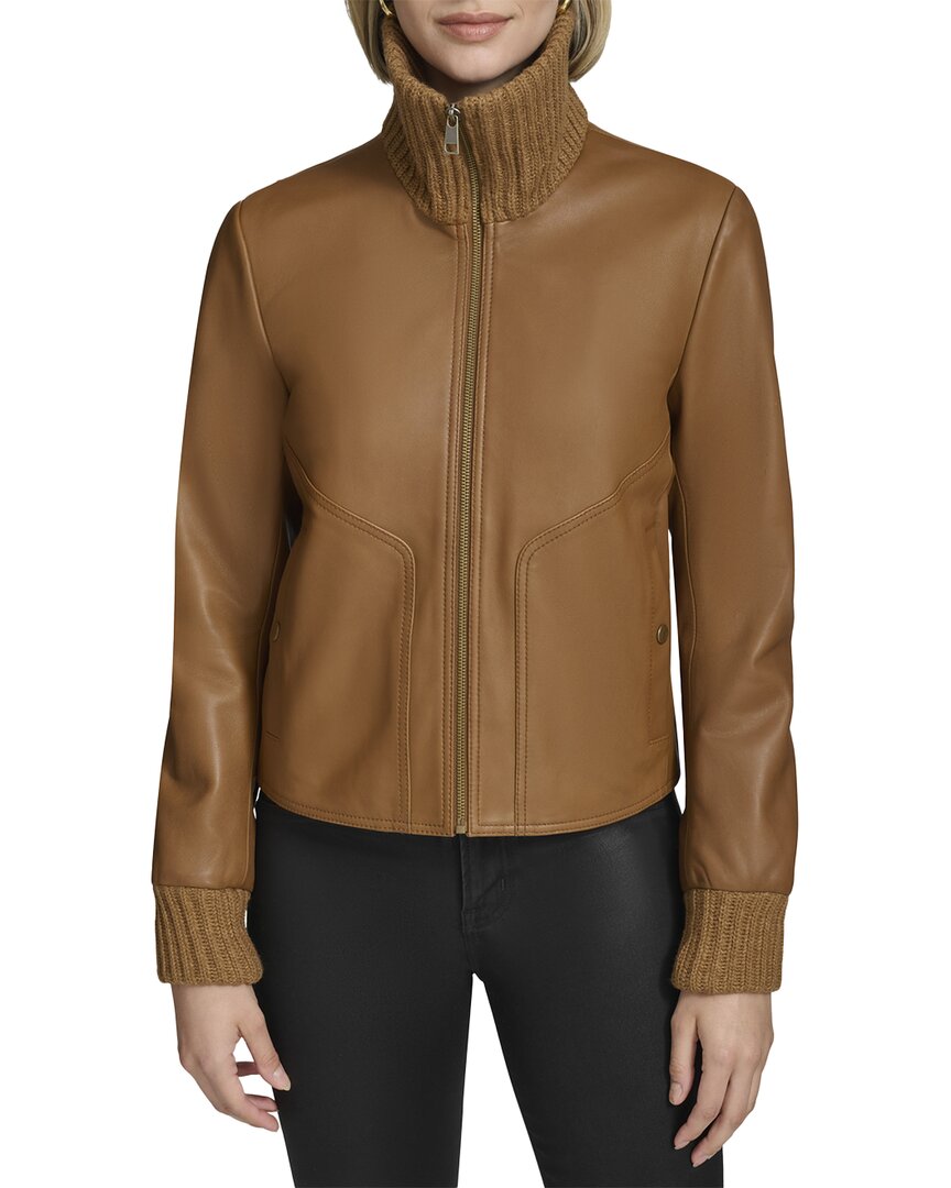 

Кожаная куртка с отделкой в ​​рубчик от Andrew Marc Black Label Beatrix