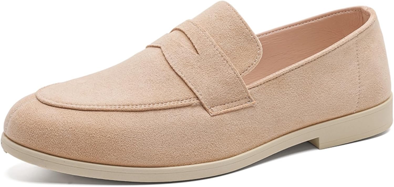 

Мужские замшевые лоферы с удобной посадкой, стильные туфли, классические, комфортные, плоская подошва, делового и повседневного стиля, ретро, низкие, нескользящие Generic, бежевый